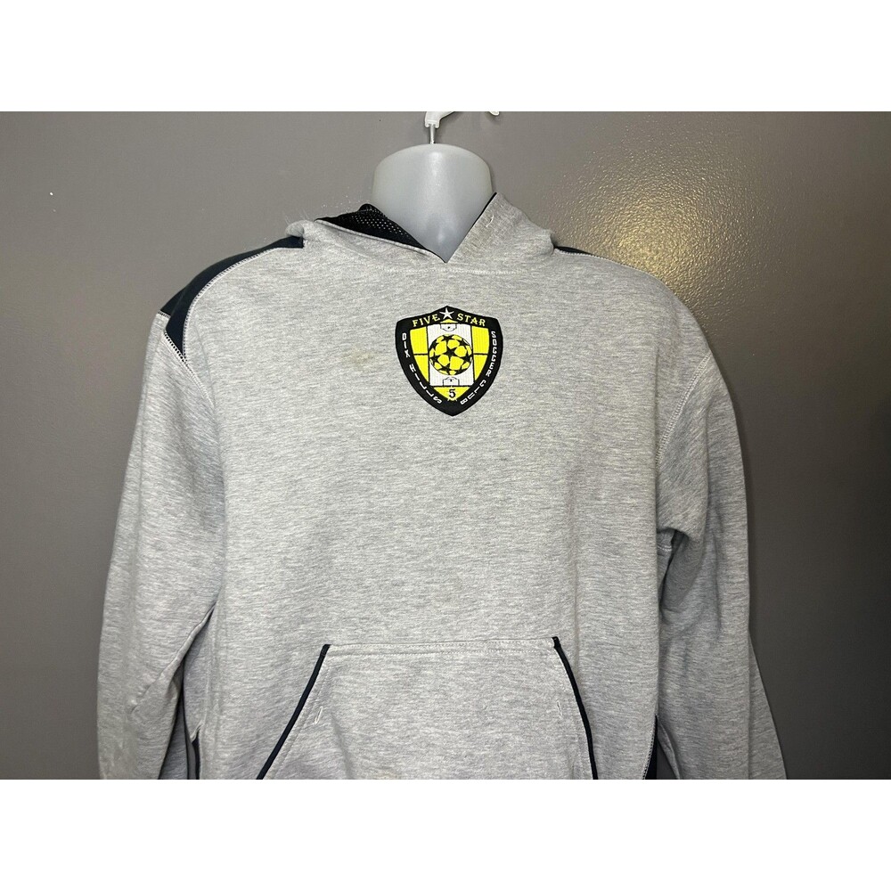 Pennant Hoodie Mens Small Gray Five Star Soccer Fleece Pullover Sweatshirt